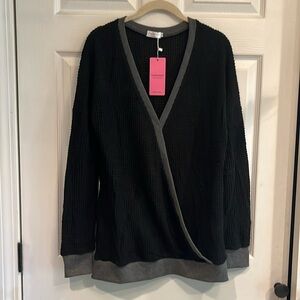 Luckymore brand size L pullover waffle knit top- NWT